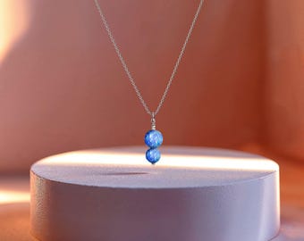 Sterling Silver Opal Necklace • Handmade Blue Gemstone Pendant
