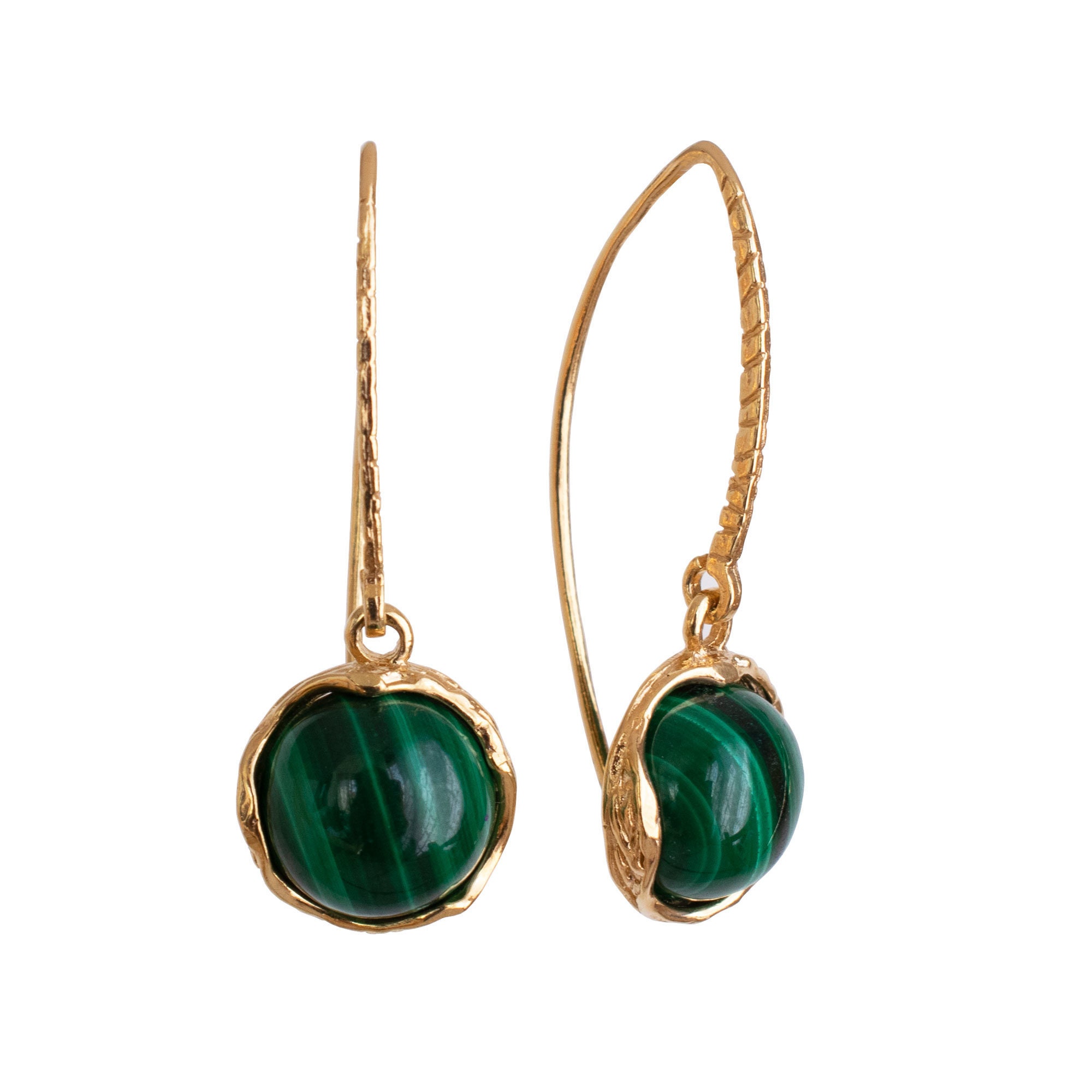 Malachite Gold Plated Earrings Malachite Jewelry Malachite - Etsy