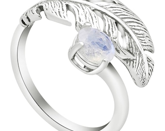 Adjustable Ring For Women, Moonstone Ring, 925 Sterling Silver, Dainty Boho Chic Ring, Gemstone Sizeable Ring, Sizeable Ring Silver, 6Mm