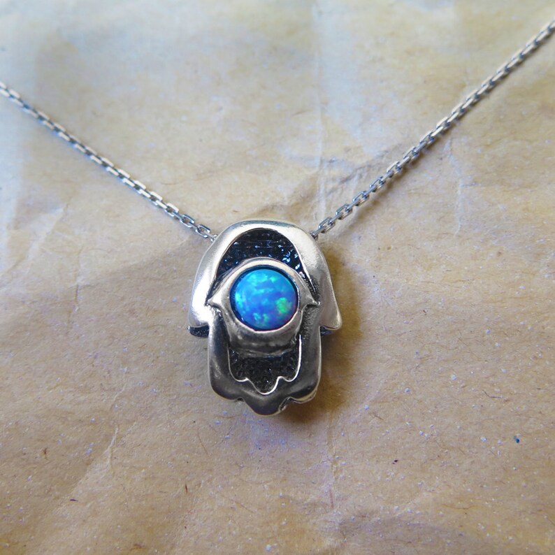Hamsa necklace opal Clearance