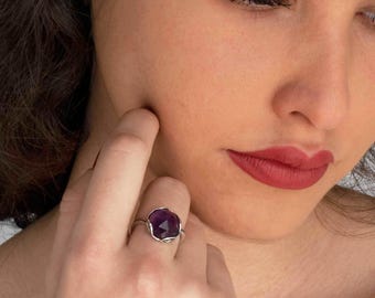 Handmade Sterling Silver Amethyst Ring, February Birthstone