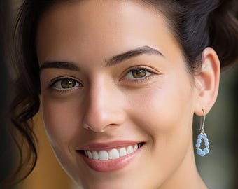 Handmade Sterling Silver Blue Opal Earrings • October Birthstone