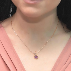 Rose Gold Plated Amethyst Pendant – February Birthstone Gift, 21st Birthday Gift for Her, Handmade Purple Gemstone Necklace
