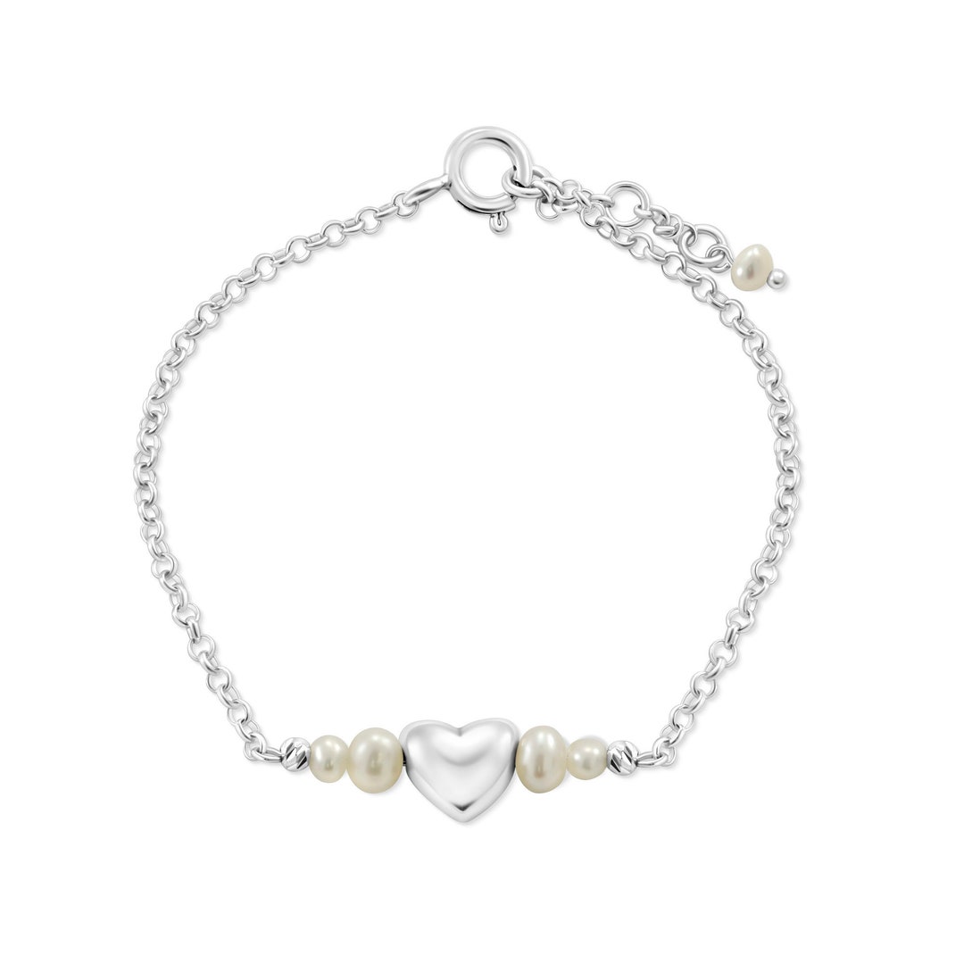 Heart Bracelet, 925 Sterling Silver Love Bracelet, White