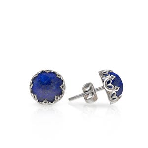 Sterling Silver Lapis Lazuli Earrings for Women, hypoallergenic earrings studs, December Birthstone Earrings, unique holiday gift for women