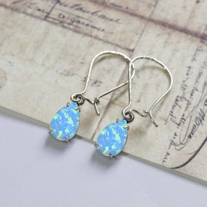 Blue Opal Earrings, Opal Teardrop Earrings, Opal Jewelry, Sterling Silver Earrings, Gemstone Silver Earrings, Opal Earrings Women, Blue Opal