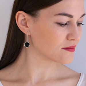 Onyx Silver Earrings, Natural Onyx Earrings, 925 Sterling Silver Earrings, Silver Drop Earrings, Onyx Dangle Earrings, Real Silver Earrings