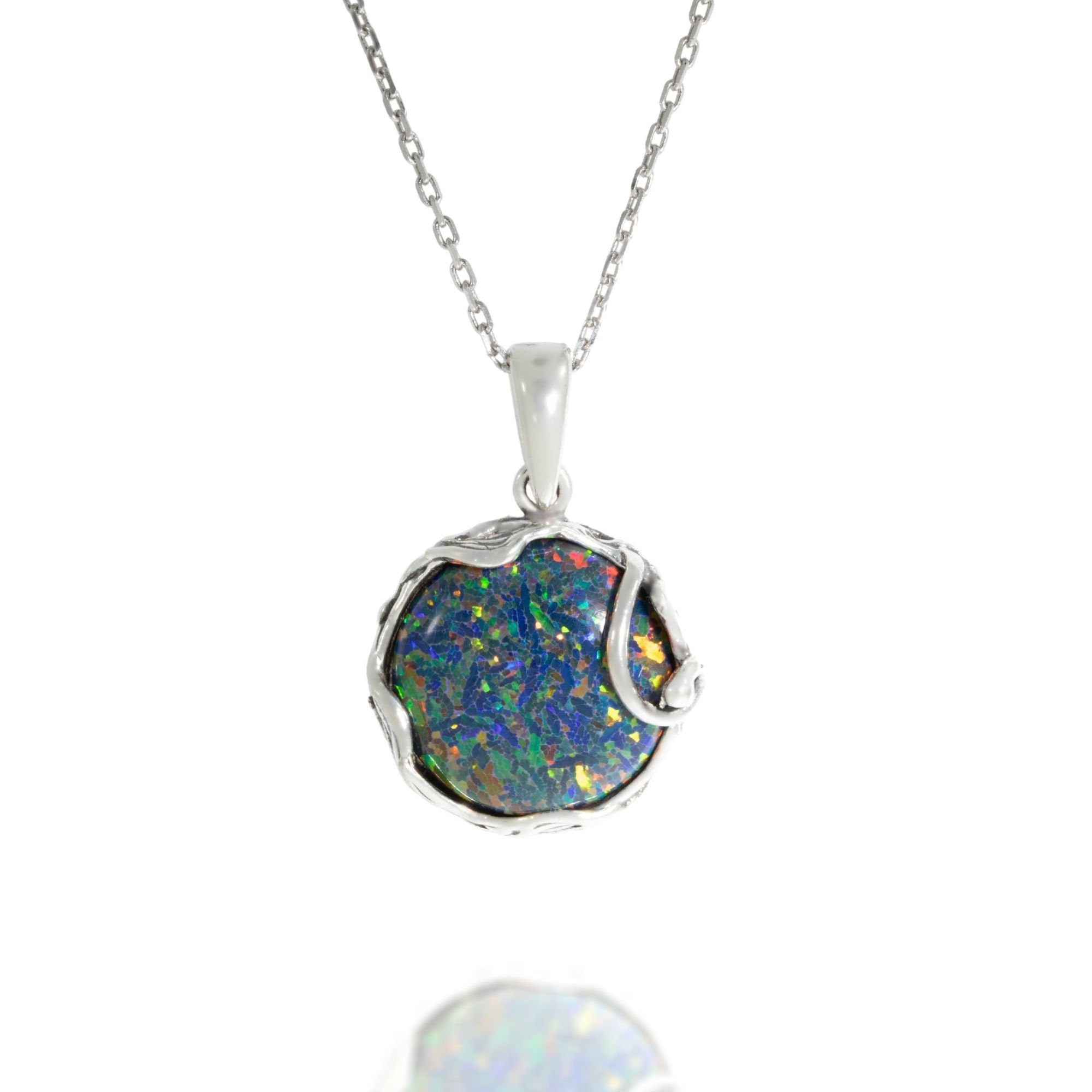 925 Sterling Silver Black Opal Large Pendant Opal Jewelry | Etsy