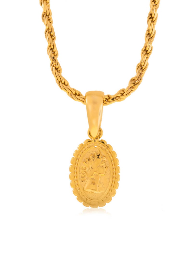 Necklace For Girls Dainty Pendant Necklace Yellow Gold Plated Figure Necklace Small Female Figure Pendant With Rope Gold Plated Chain