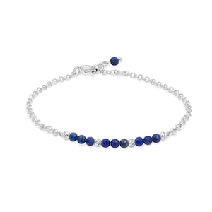 Sterling Silver Lapis Lazuli Bracelet, December Birthstone, Handmade Lapis Beads, Elegant Jewelry Gift, Women&#39;s Fashion Statement