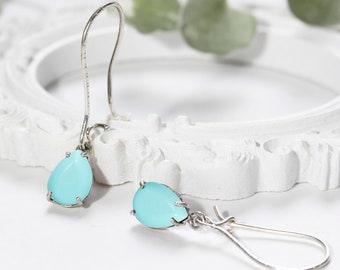 Handmade Turquoise Teardrop Dangle Earrings With 925 Solid Silver Hooks – UK Made