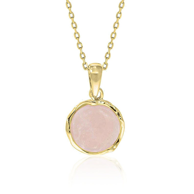 Rose Quartz Necklace 14K Yellow Gold Plated 925 Sterling Etsy