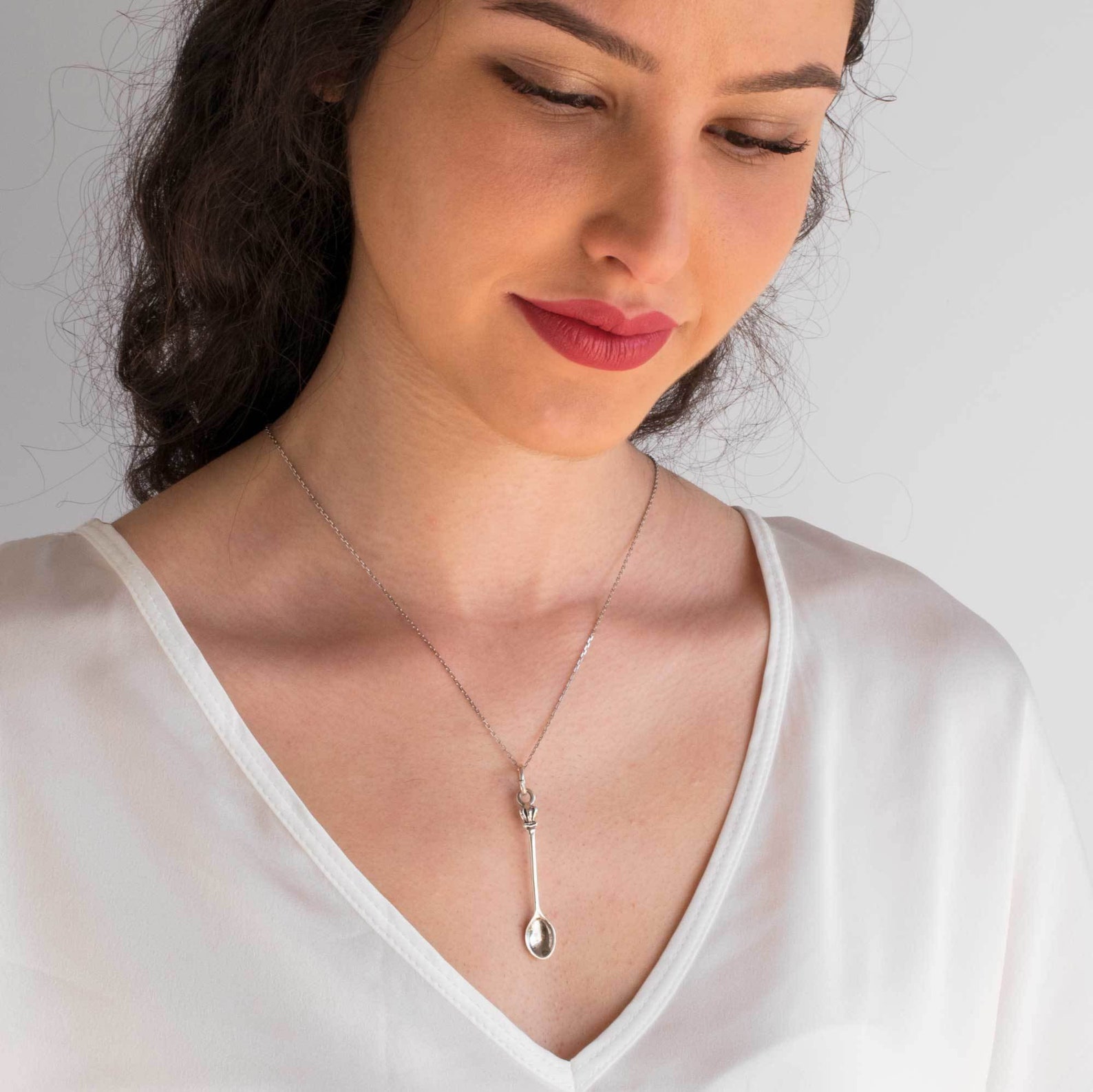 Silver Spoon Necklace 925 Sterling Silver Necklace Mini Etsy