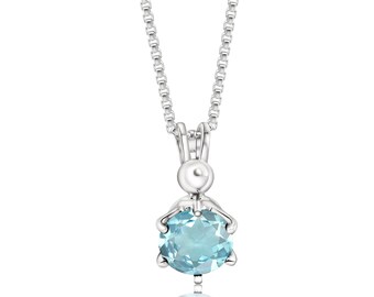 Blue Topaz Necklace, 925 Sterling Silver, Vintage Pendant, December Birthstone, Handmade, Blue Topaz Jewelry, Fashion Jewelry