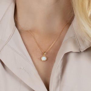 White Opal Necklace, Gold Plated Opal Necklace, White Opal Pendant, October Birthstone Necklace, Delicate Opal Pendant, Dainty Opal Necklace
