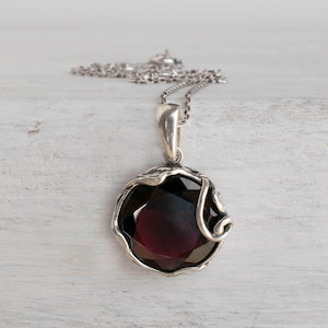 Garnet Necklace, 925 Sterling Silver, Garnet Jewelry, Vintage Style Pendant, Antique Necklace, Birthstone Necklace, Necklaces For Women