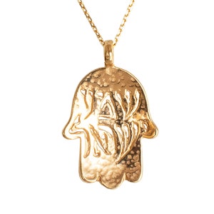 Hamsa Necklace - 14K Gold Plated 925 Sterling Silver Necklace, Hebrew Necklace, Hamsa Pendant, Jewish Jewelry, Religious Necklace, Hamsa