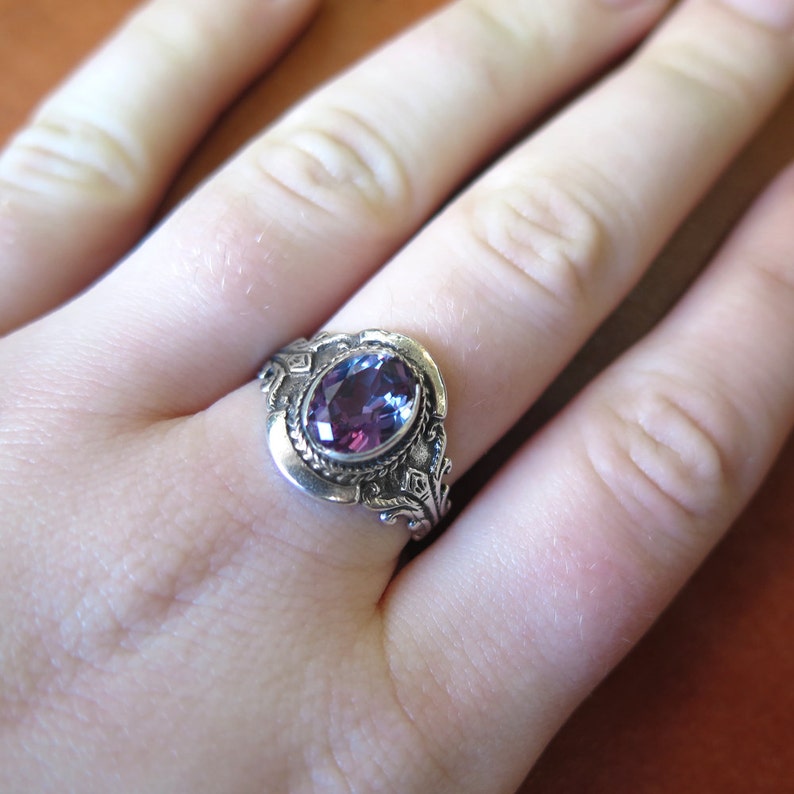 Gray Zircon Ring Silver Gray Ring Silver CZ Ring Gray Cubic Etsy