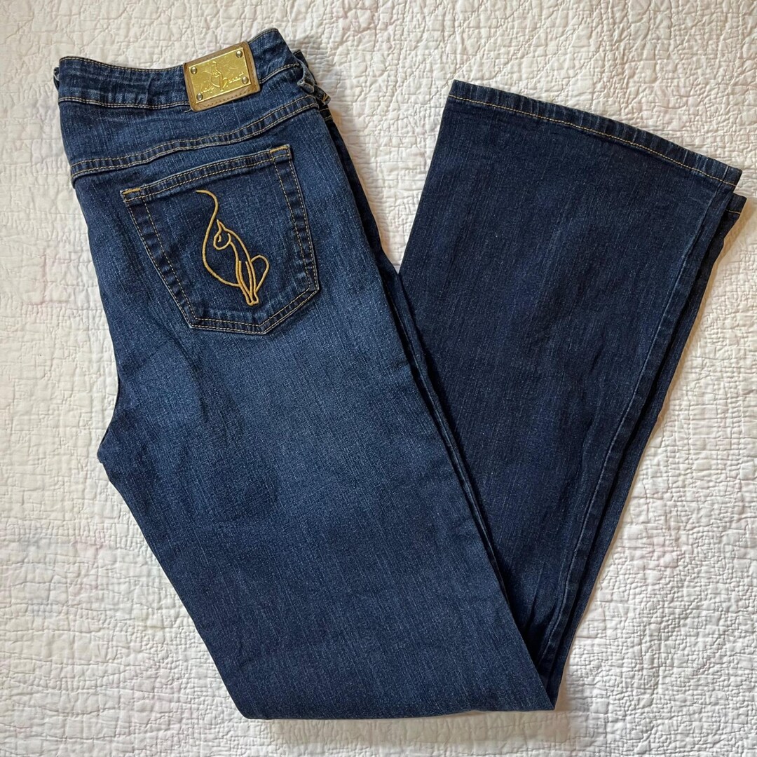 Baby Phat Womens Y2K Vintage Dark Wash Denim Jeans With Embroidered ...