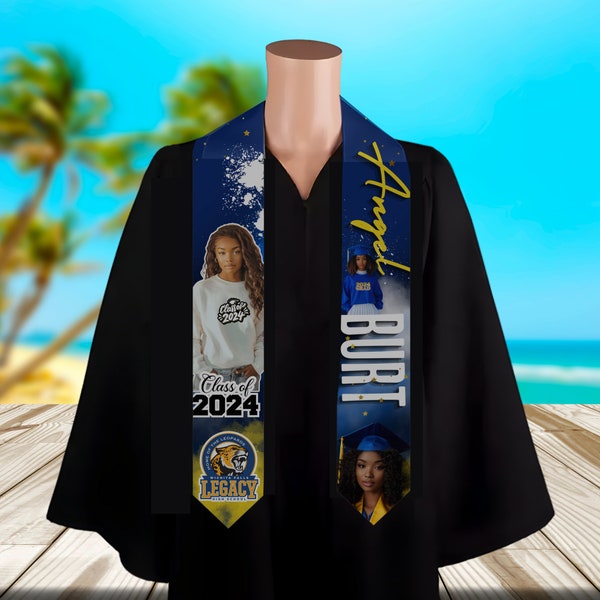 Graduation Stole Template, Stole Template canva frame, Graduation Template, Grad 2024, Canva drag and drop