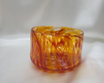 Cute Orange, Yellow, and Red fire hand blown glass bowl