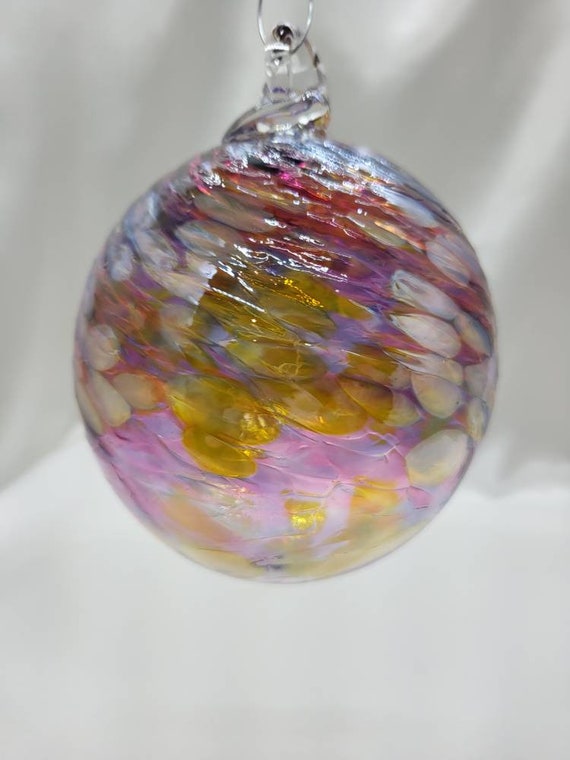 Beautiful Hand-blown Glass Purple Yellow and Pink Ornament - Etsy