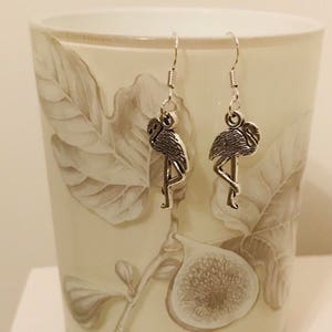 Sterling Silver Earrings. Flamingo Drop / Dangle Earrings,  Gift for her, Valentines gift, Mother's day gift, Christmas prese