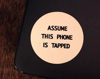 Assume This Phone Is Tapped - 50mm Sticker - Punk Sticker - Thee Temple Ov Psychick Youth - Genesis P-Orridge