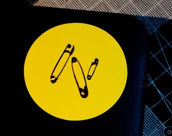 SAFETY PINS STICKER - 50mm Sticker - Mickey Strangeways - Punk Sticker