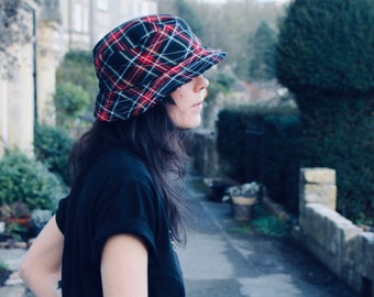 TARTAN BUCKET HAT - Handmade by Mickey Strangeways - Asymmetrical - Rock n Roll - Millinery