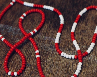 THE BARBERS POLE - Handmade Glass Bead Necklace - Sweeney Todd - Hippie Beads - Rock 'n' Roll - Jim Morrison Necklace