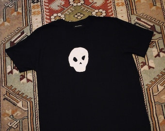 BLACKJACK KRANION 1846 Organic Cotton Tee Shirt - Hand-stitched Skull Patch Tee Shirt - Punk Tee