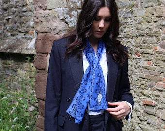 ELECTRIC BLUE - Pure Silk Scarf Handmade by Mickey Strangeways - Dandy - Rock n Roll - Gentleman's Accessories - Men's Accessories - Suits