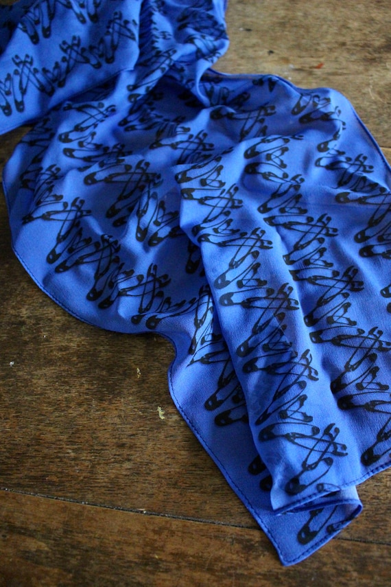 AZUL ELÉCTRICO Bufanda de seda pura hecha a mano por Mickey -