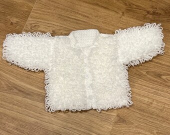 Newborn 0-3 Months Baby Loopy Cardigan Handmade