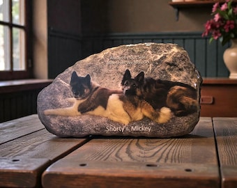 Custom Dog Portrait Memorial Stone – Personalized Pet Grave Marker