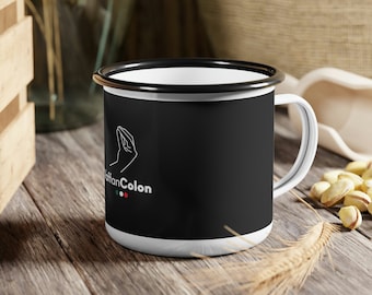 VaffanColon Emalj Cancermugg, Cancermugg, Tjocktarmscancermugg, Canceröverlevaremugg, Jävla Cancermugg, Cancermugg, Canceröverlevarepresentidé