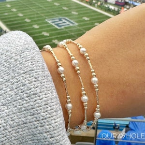 Anna Dainty Gold Pearl Bracelet| Gold Pearl Tube Bracelet Dainty Pearl Bracelet Gold Beaded Bracelet Gold Pearl Bracelet Simple Gold Jewelry