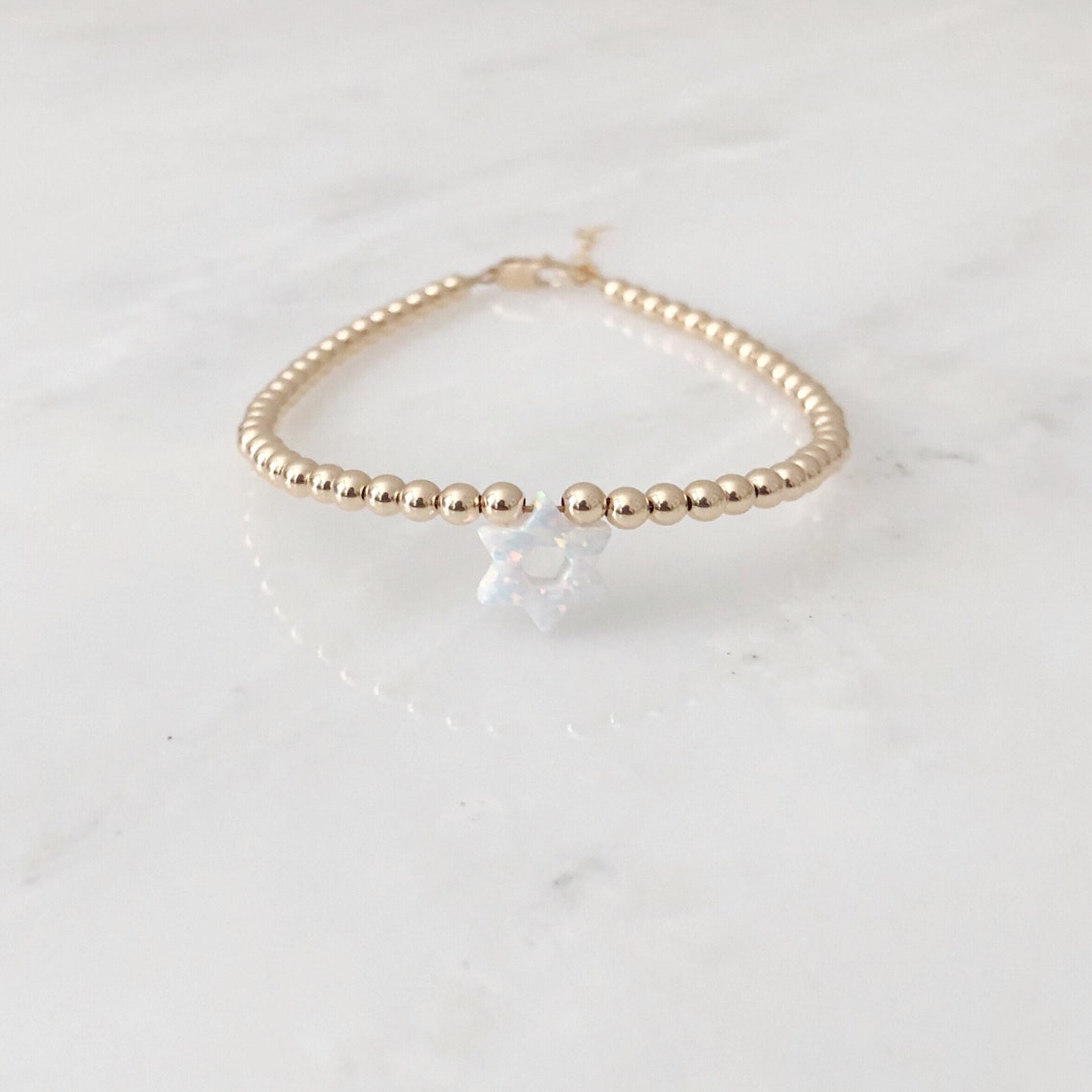 Star of David Heart Bracelet, 14kt Gold Plated