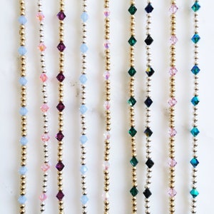 Pulseras Swarovskis cortadas a medida Crystal Birthstone en oro de plata de ley rellenas o oro rosa rellenas con 27 opciones de color