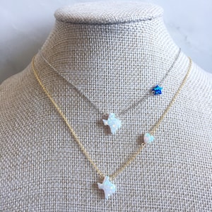 Love for Texas Opal Necklace in Sterling Silver of Gold Plated with mini Heart or Star, Lone Star State Jewelry, Texas Necklace Gold Silver