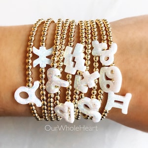 Zodiac White Opal Bracelet Constellation Bracelet Horoscope Gold Silver Bracelet, Scorpio Libra Virgo Sagittarius Bracelet Zodiac Sign