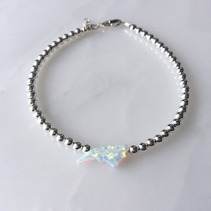 North Carolina Opal Beaded Bracelet, North Carolina Bracelet, State Bracelet, North Carolina Jewelry, Tar Heels State