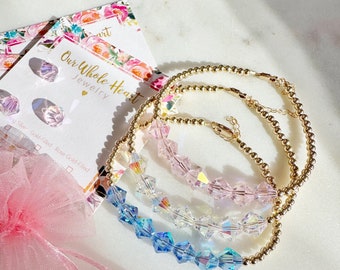 Jumbo Swarovski Bracelet | Gold Swarovksi Bracelet, Crystal Bracelet, Birthstone Bracelet, Large Crystal Bracelet