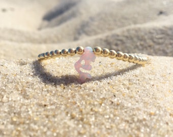 ¡Nuevo! Pulsera con cuentas de ópalo blanco de sirena en oro lleno de plata de ley o oro rosa lleno, joyería de sirena