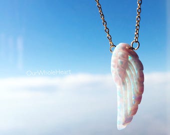 Collier ou bracelet Angel Wing Opal en argent sterling plaqué or ou plaqué rose, Bijoux Angel Wing Delicate