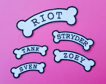 Custom Pet Name Dog Bone Rocker Felt Patch