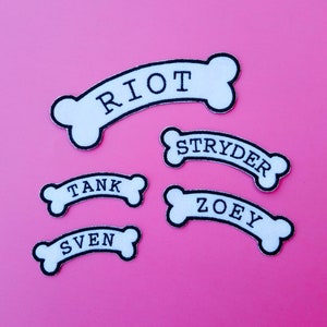 Custom Pet Name Dog Bone Rocker Felt Patch