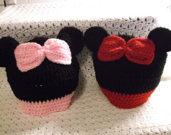 Kid's Crocheted Minnie Hat, Minnie Mouse Hat
