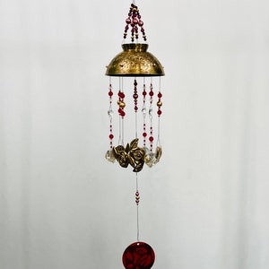 Rose Chime Hand Made from recycled Items, Patio, Deck, Porch, Outside decor, Vintage, Art, Home, Yard, House Warming Gift, Garden,